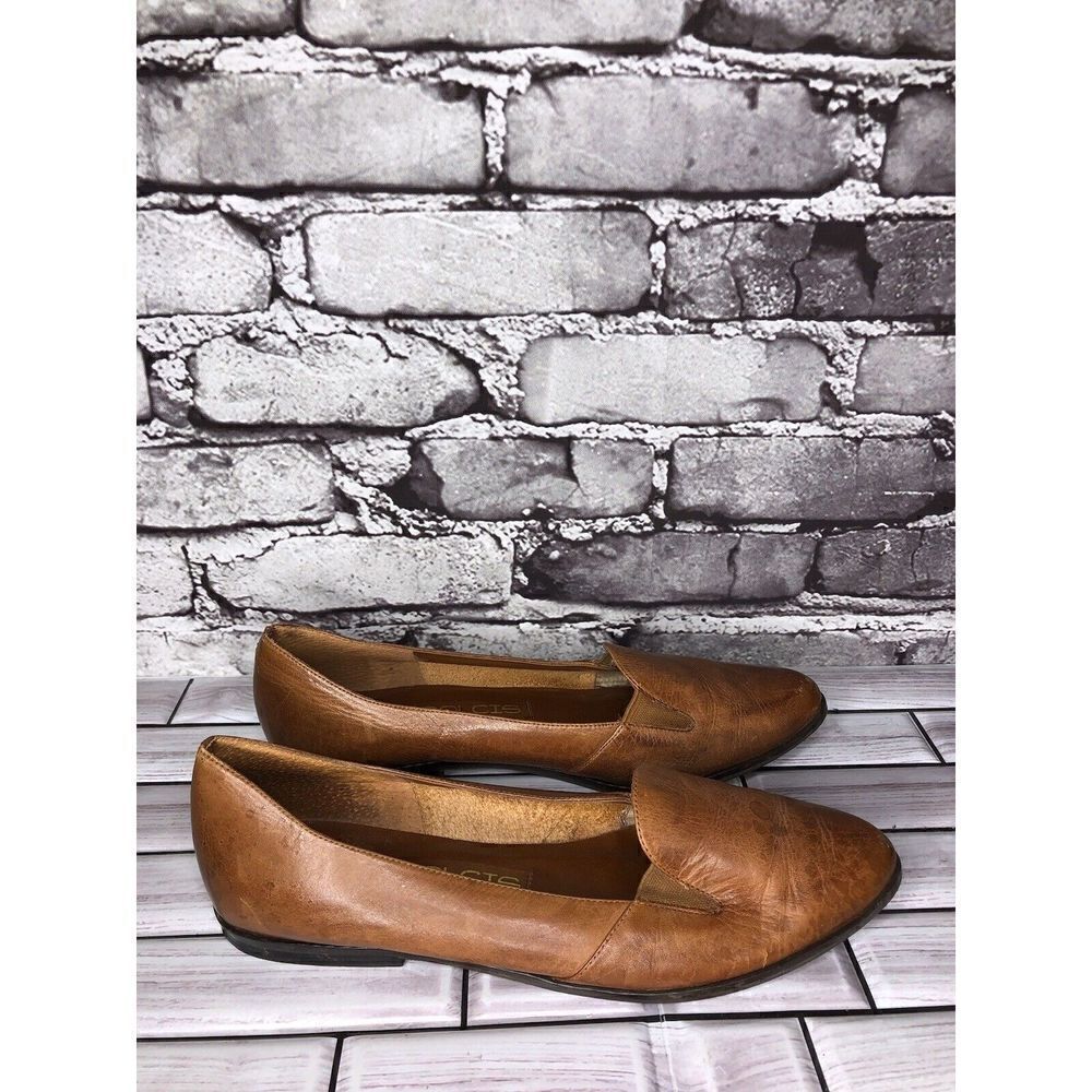 Dolcis Brown Leather Slip On Loafers Dress Shoes Women Sz 8.5M US/39EU